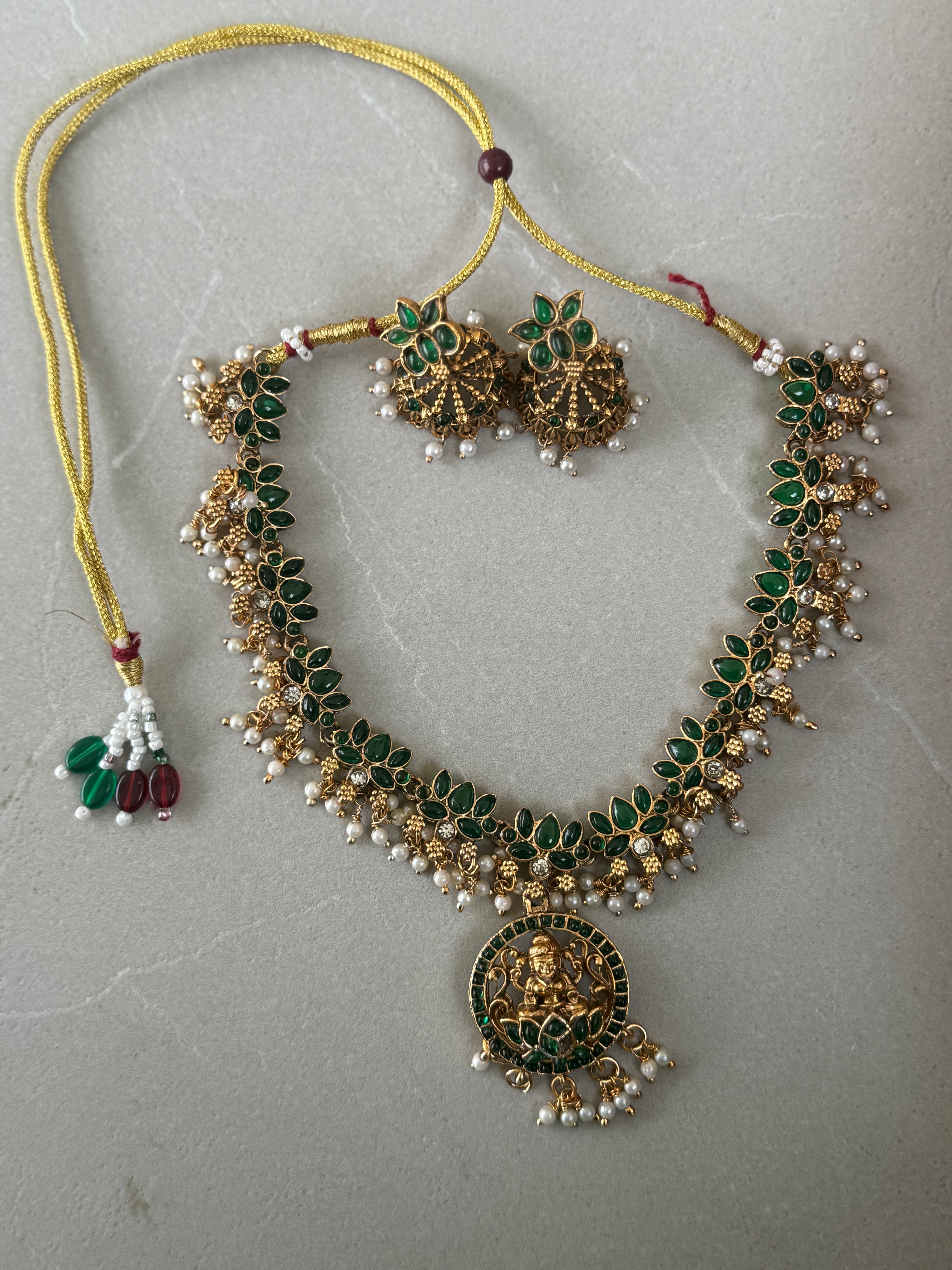 Lakshmi Pendant Lotus Necklace