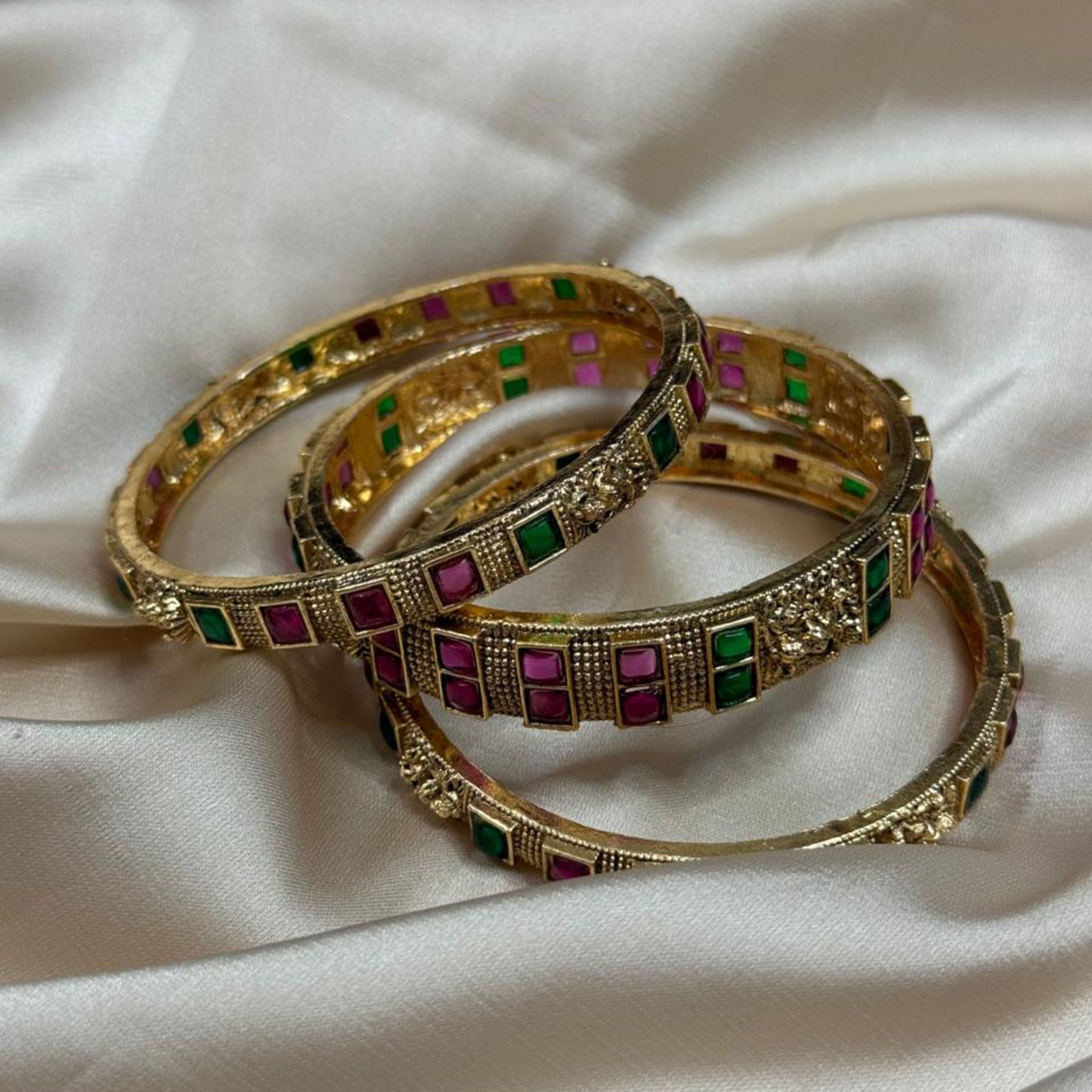Dual Tone Stone Bangles